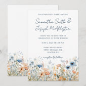 Dusty Blue Waterverf Wildflower bruiloft Kaart (Voorkant / Achterkant)