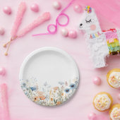 Dusty Blue Waterverf Wildflower bruiloft Papieren Bordje (Feest)