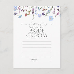 Dusty Blue Waterverf Wildflower Date Ideeën Briefkaart