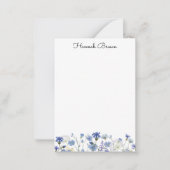 Dusty Blue Waterverf Wildflower Garden Notitiekaartje (Voorkant)