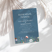 Dusty Blue Waterverf Wildflower repetitie diner Kaart