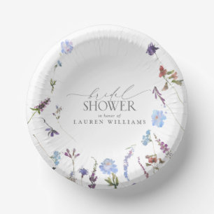 Dusty Blue Waterverf Wildflower Shower Papieren Kommen