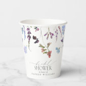 Dusty Blue Waterverf Wildflower Vrijgezellenfeest Papieren Bekers (Achterkant)