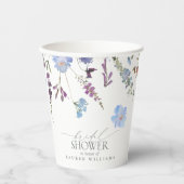 Dusty Blue Waterverf Wildflower Vrijgezellenfeest Papieren Bekers (Voorkant)