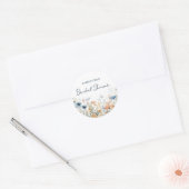 Dusty Blue Waterverf Wildflower Vrijgezellenfeest Ronde Sticker (Envelop)