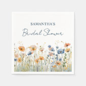 Dusty Blue Waterverf Wildflower Vrijgezellenfeest Servet (Voorkant)