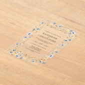 Dusty Blue Waterverf Wildflowers Elegant Wedding Acryl Uitnodigingen (Laagn)