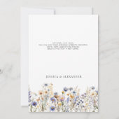 Dusty Blue Waterverf Wildflowers Elegant Wedding Save The Date (Achterkant)