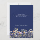 Dusty Blue Waterverf Wildflowers Navy Wedding Save The Date (Achterkant)