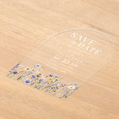 Dusty Blue Waterverf Wildflowers Wedding Arch Acryl Uitnodigingen (Laagn)