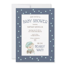 Dusty Blue Waterverf Woodland Beer Baby shower