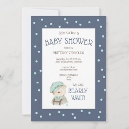 Dusty Blue Waterverf Woodland Beer Baby shower Kaart