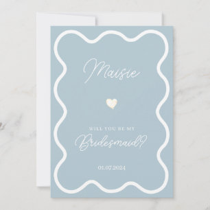 Dusty blue wavy zal je mijn bruidsmeisje aanzoek kaart