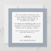 Dusty Blue We Eloped Foto Hart Script Bruiloft Aankondiging (Achterkant)