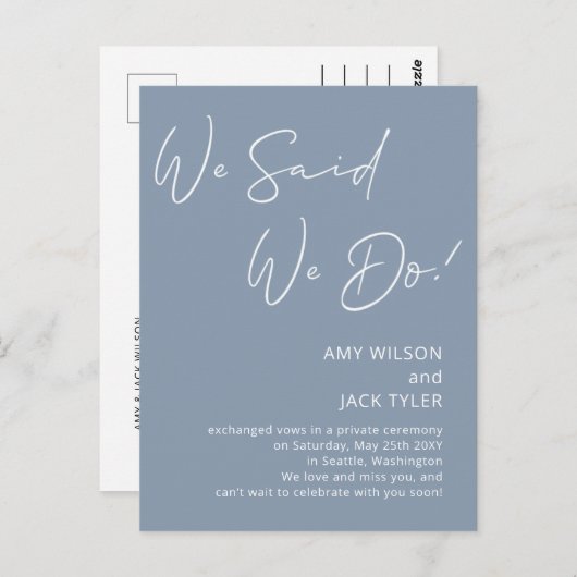 Dusty Blue We zeiden dat we de aankondiging van de Briefkaart (Voorkant / Achterkant)