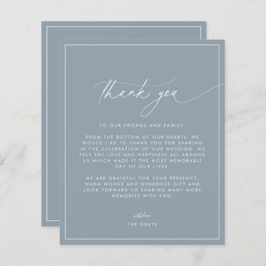 Dusty Blue Weddenschap Hartelijk dank (Voorkant / Achterkant)