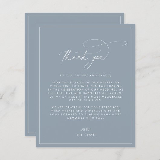 Dusty Blue Weddenschap Hartelijk dank (Voorkant / Achterkant)