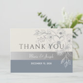 Dusty Blue Weddenschap Hartelijk dank Bedankkaart (Staand voorkant)