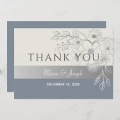 Dusty Blue Weddenschap Hartelijk dank Bedankkaart (Voorkant / Achterkant)