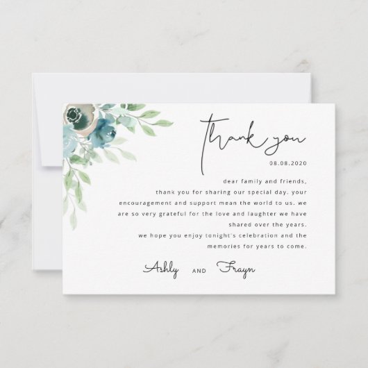 Dusty Blue Weddenschap Hartelijk dank Kaart (Voorkant)