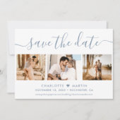 Dusty Blue Wedding 4 Foto Save The Date (Voorkant)