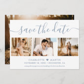 Dusty Blue Wedding 4 Foto Save The Date (Voorkant / Achterkant)