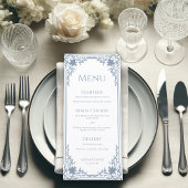 Dusty Blue Wedding Antiek Lijst Wit Menu