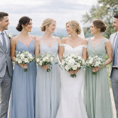 Dusty Blue Wedding Attire Card | Floral Attire  Kaart