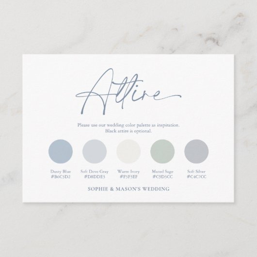 Dusty Blue Wedding Attire Card Kaart (Voorkant)