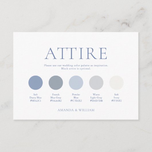 Dusty Blue Wedding Attire Card Kaart (Voorkant)