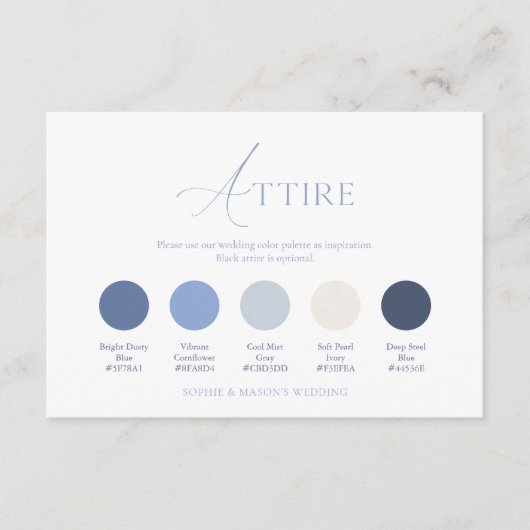 Dusty Blue Wedding Attire Card Kaart (Voorkant)