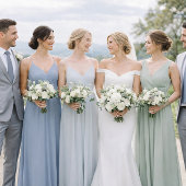 Dusty Blue Wedding Attire Card Kaart