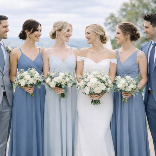 Dusty Blue Wedding Attire Card Kaart