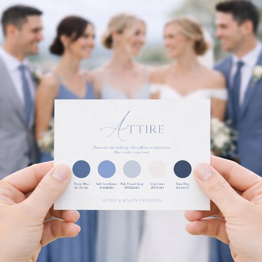 Dusty Blue Wedding Attire Card Kaart