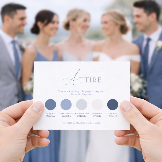 Dusty Blue Wedding Attire Card Kaart