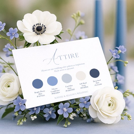 Dusty Blue Wedding Attire Card Kaart