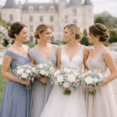 Dusty Blue Wedding Attire Card Kaart