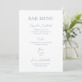 Dusty Blue Wedding Bar Menu Kaart (Staand voorkant)