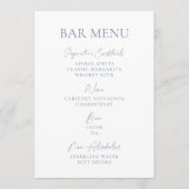 Dusty Blue Wedding Bar Menu Kaart (Voorkant)