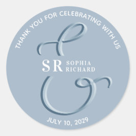 Dusty Blue Wedding Bedankt Ronde Sticker