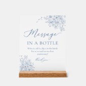 Dusty Blue Wedding bericht in een fles Acryl Bord (Voorkant)
