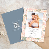 Dusty Blue Wedding Bewaar de datum Bloemen Foto Save The Date