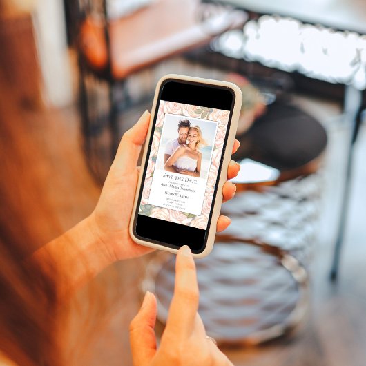 Dusty Blue Wedding Bewaar de datum Bloemen Foto Save The Date