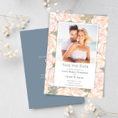 Dusty Blue Wedding Bewaar de datum Bloemen Foto Save The Date
