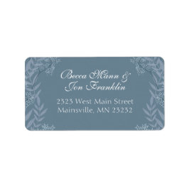 Dusty Blue Wedding  Botanical Address Etiket