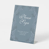 Dusty Blue Wedding  Botanical Guest Book Reclamebord Met Voetstuk (Voorkant)