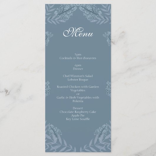 Dusty Blue Wedding  Botanical Menu (Voorkant)