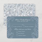 Dusty Blue Wedding  Botanische RSVP Kaart (Voorkant / Achterkant)
