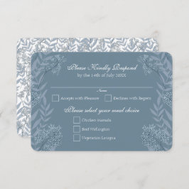 Dusty Blue Wedding  Botanische RSVP Kaart
