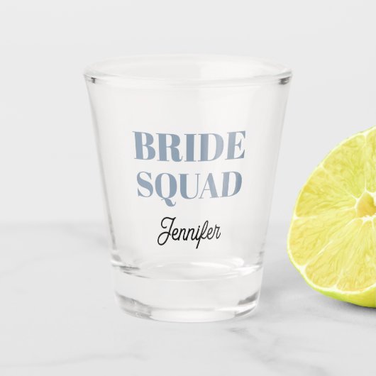Dusty Blue Wedding Bride Squad Personalized Shot Glas (Voorkant)